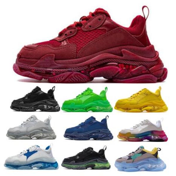 

new 2020 mens triple s running shoes fashion luxury designer trainers clear sole red des chaussures women triple-s walking sneakers shoes