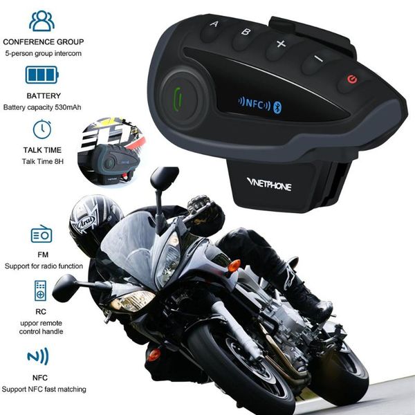 

cycling full duplex walkie-talkie 5 people smart chip wireless motorcycle helmet walkie-talkie fm radio v8