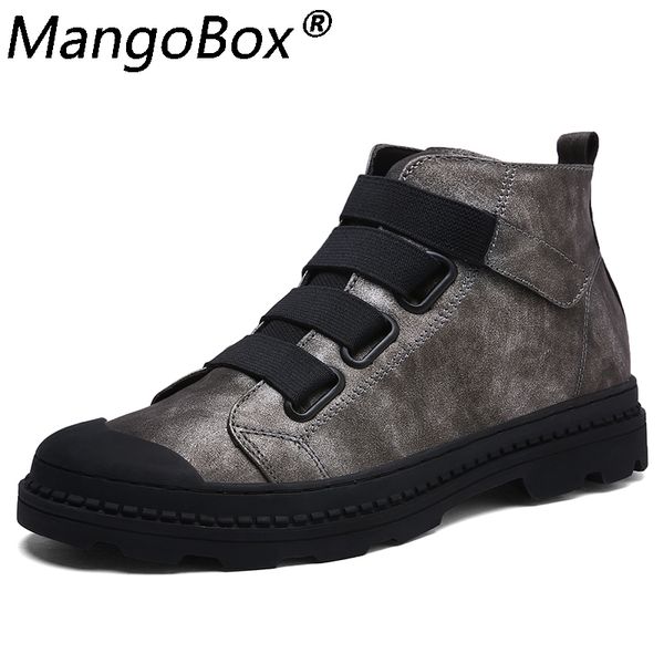 

men leather boots rubber rain boots fashion black brown gray casual lovers botas slip-on waterproof ankle moccasins 39-44