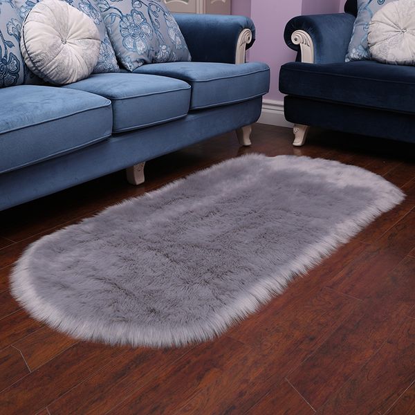 

silk plush rectangular mat long wool imitation sheep fur non-slip factory wholesale carpet mat