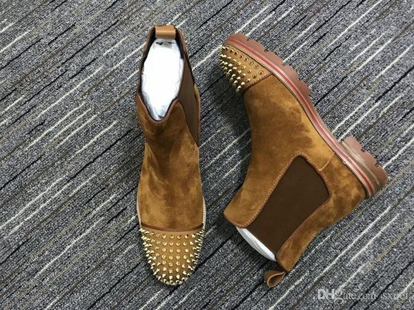 

f1020 2020 fashion designer men boots red bottoms men boot boys designer shoes rivet party boots winter delivery, Black