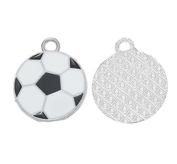 

wholesale- 20pcs silver tone enamel football soccer sport charm pendants 24x19mm(1"x6/8") (b20468), Bronze;silver