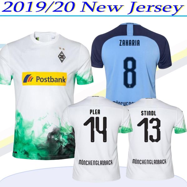 

2020 monchengladbach home white soccer jersey 19 20 #10 thuram #14 a.plea football shirt 2019 vfl borussia football uniform sales, Black;yellow
