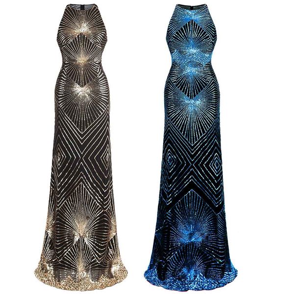 

Angel-моды для женщин Золото блесток Art Deco Колонка Искорка длинное вечернее платье в