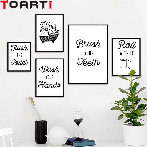 

brush the teeth wash your hand toilet restroom washroom decor canvas poster wall painting modern wall picture art print murals