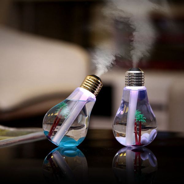 Umidificatore ad ultrasuoni USB da 400 ml Luce notturna colorata Diffusore di aromi di olio essenziale Lampada a forma di lampadina con paesaggio interno RRA2825-1