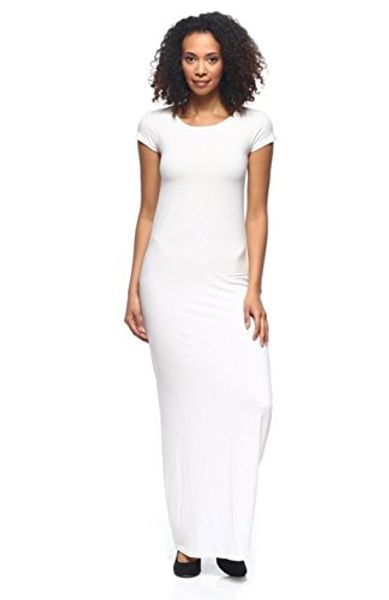

2luv women's long short sleeve maxi dress, Black;gray