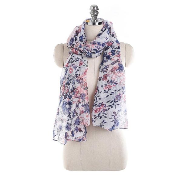 

floral print neck silk satin scarf thin shawls elegant women ladies flowers print pattern lace long scarf warm wrap shawl, Blue;gray