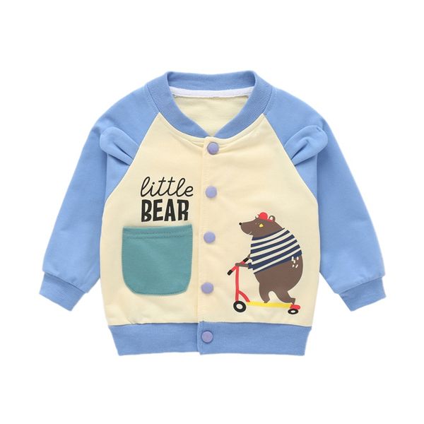 

autumn baby boy outerwear cartoon print casual sweatshirt kids jacket outfits 1pcs, Blue;gray