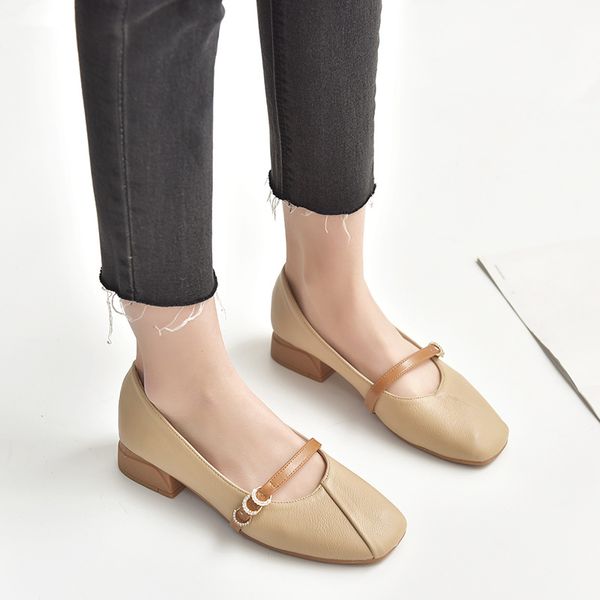 

shoes women's chunky-heel grandma shoes 2019 summer new style versatile moccosins low-cut korean-style, Black