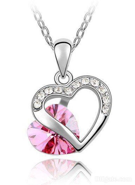 

подвеска ожерелья сердца кулон кристалл ожерелье для женщин сделать с swarovski elements ожерелье кристалл подвески мода ювелирные изделия 3, Silver