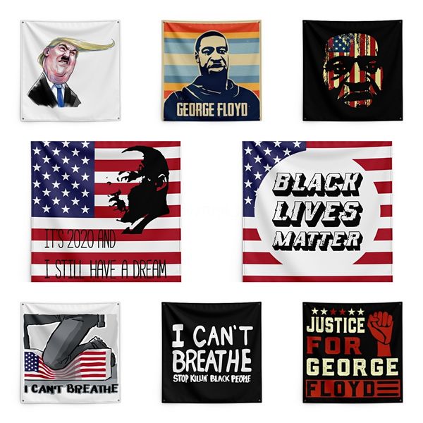 

150*150cm i cant breathe blanket trump printing tapestry black lives matter household wall banner #qa19784