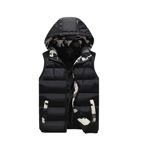 

2019 new style men's coat vest warm teenager-style jacket, Black
