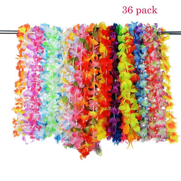 

36 Counts Party Beach Tropical Flowers Necklace Hawaiian Luau Flower Lei Party Favors Festival Party Decorations Wedding Supply C18112601