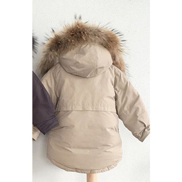 

designer children fashion down jacket 2019 brand short large fur collar warm down coat for kids boys girls luxury outwear, Blue;gray