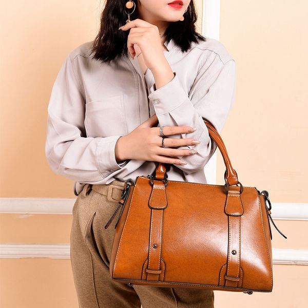 

women leather handbag classy satchel ladies shoulder crossbody bags boston chic handle work bag