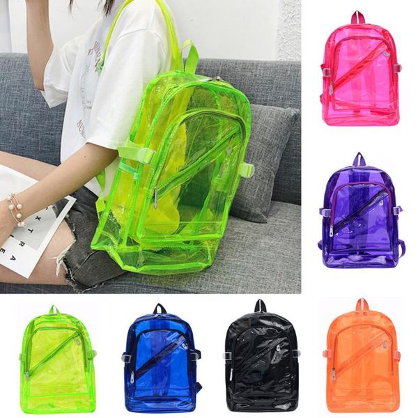

transparent backpack outdoor candy color waterproof backpacks shoulder bags school packages ladies school backpack #yjg