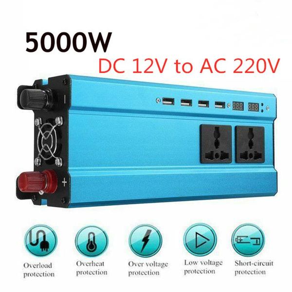 

onever 2000w car power inverter led dc 24v to ac 220v dc 12v to ac 220v 4 usb sine wave converter with cooling fan