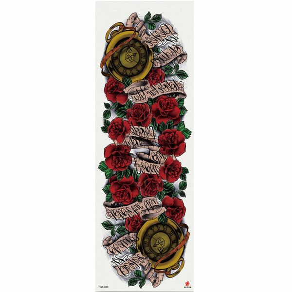 

1 piece rose scroll vintage pattern temporary tattoo sticker with arm body art big sleeve large fake tattoo sticker