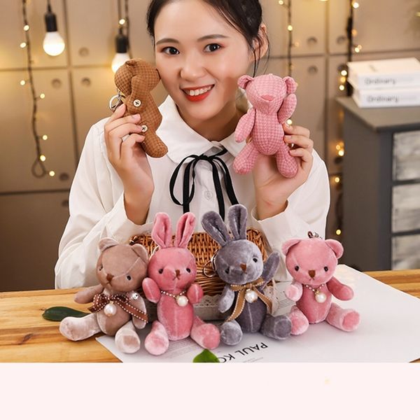 

1pc mini 15cm small bear plush toy kawaii rabbit keychain toy plush elephant dolls ladies bag small pendant kids christmas gift