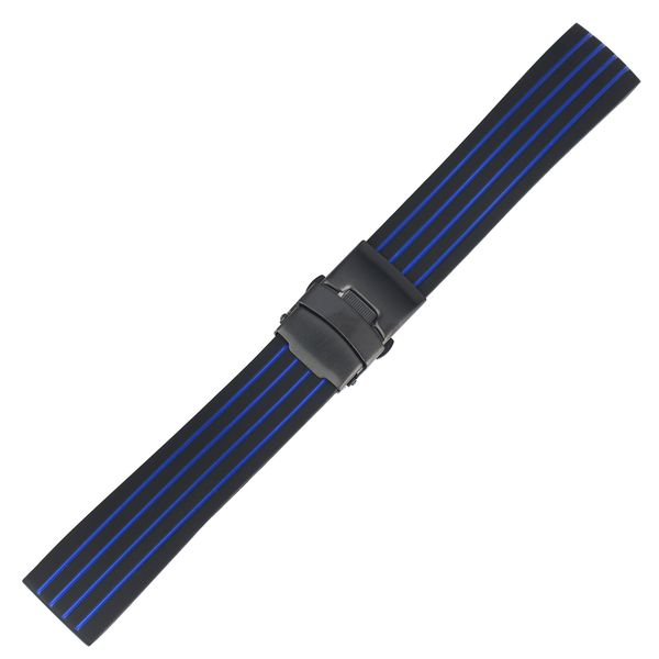 

blue replacement watch strap 18mm 20mm 22mm 24mm natural silicone material black folding clasp bracelet pasek do zegarka, Black;brown