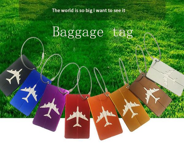 

8colors aluminum alloy travel luggage tag metal blank luggage tag on board waterproof plastic card cover, Black