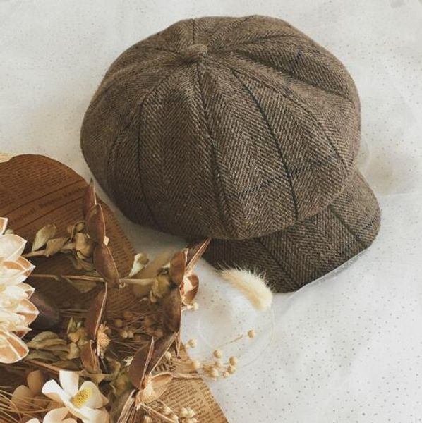 

vintage postman hat grid cap, Blue;gray