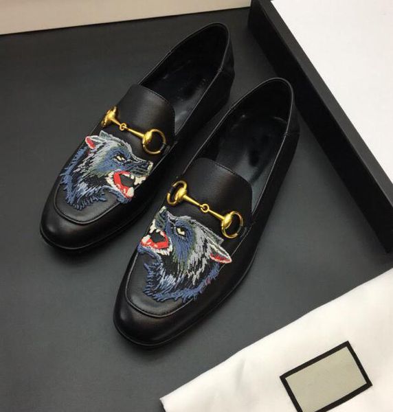 

[orignal box] luxury new mens gommino slip-on animal head gentleman brand wedding dress fashionable shoes size 38-45, Black
