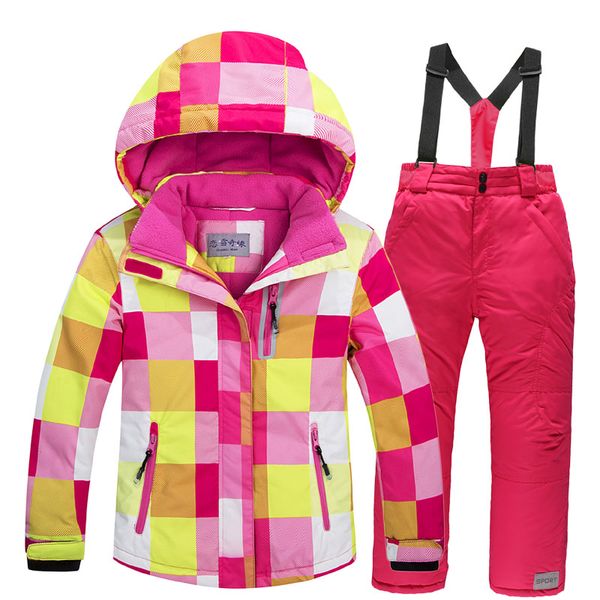 

kids ski suit children brands waterproof warm girls and boy snow jacket and pants winter skiing snowboarding clothes child, Blue