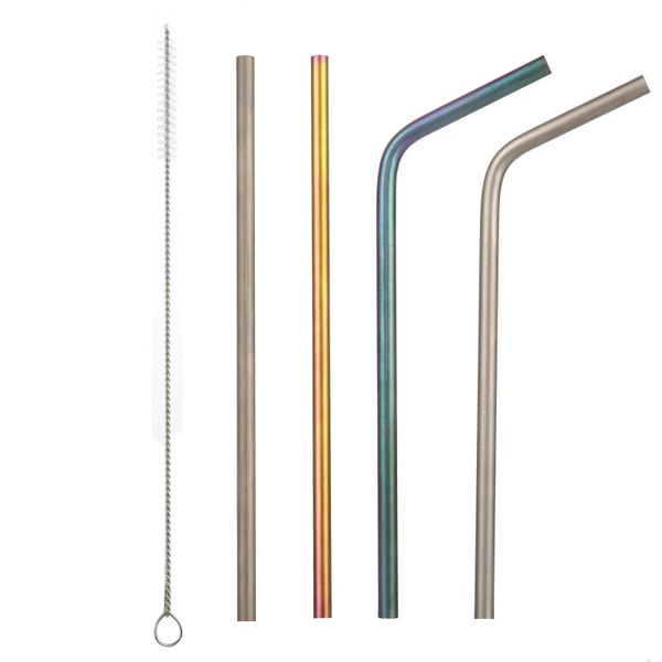 

titanium straws with 1 cleaner brush titanium bend straw kitchen outdoor camping drinking family and holiday gift straws new