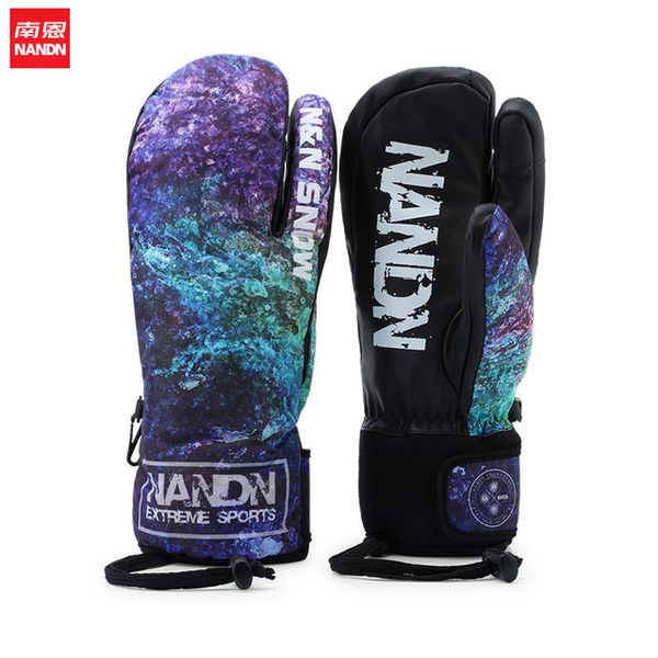 

nanda snowboard ski gloves men women 3 finger mittens winter -30 skiing snowmobile windser snow handschoemen