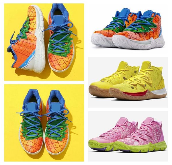 

2020 kyrie mens tv pe basketball shoes 5 for 20th anniversary irving 5s pineapple house graffiti x squidward sponge sports sneakers 7-12