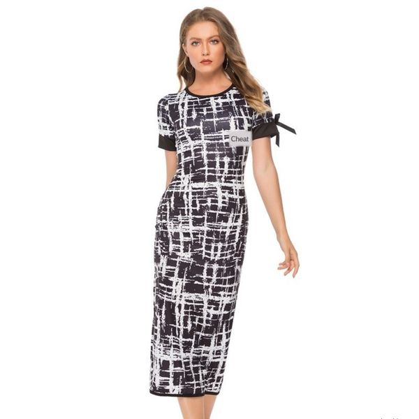 

женская дизайнерская популярная ветровая цифровая печать пригородного платья, Black;gray