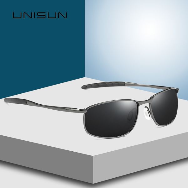 

unisun men driving polarized sunglasses brand designer alloy spring square eyewear shades uv400 sun glasses male glasses, White;black