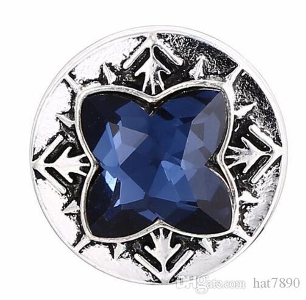 

30pcs/lot diy noosa snap jewelry 18-20mm dark blue crystal snap button fit snaps button bracelet bangles necklace jewelry, Bronze;silver