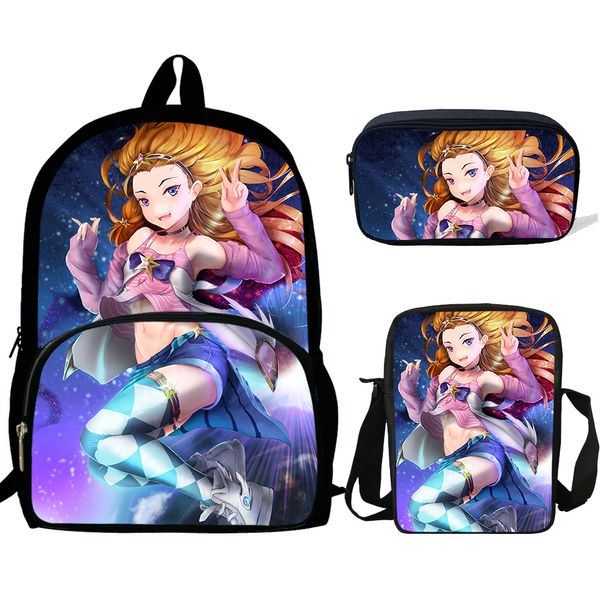 

16inch mochila league of legend game zoe cute girls school bags teenagers backpack cartoon rucksack 3 set gift children bookbag