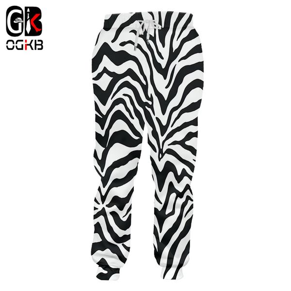 

ogkb casual pants boy new long loose leopard 3d trousers printed zebra stripes hiphop large size costuming winter trouser, Black