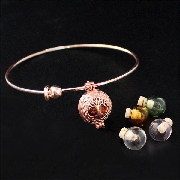 

2pcs tree of life locket with fillable glass orb glass urn locket bracelets memory fillable jewelry women gift, Black