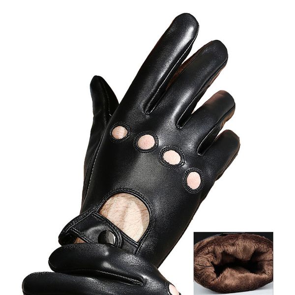 Gants en peau de mouton à écran tactile tendance pour conduite d'hiver Plus Veet Warm pour hommes en cuir NS40-5_voghion.com