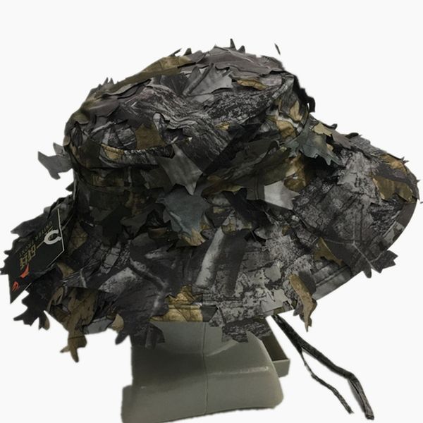 

lightweight adults adjustable 3d leaves camouflage effect waterproof training tactical sun protection flat cap hunting hat, Black;white