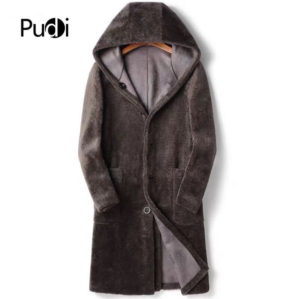 

pudi mt8119 2019 men new fashion wool fur jackets fashion pu leather fall winter casual outwear, Black;brown