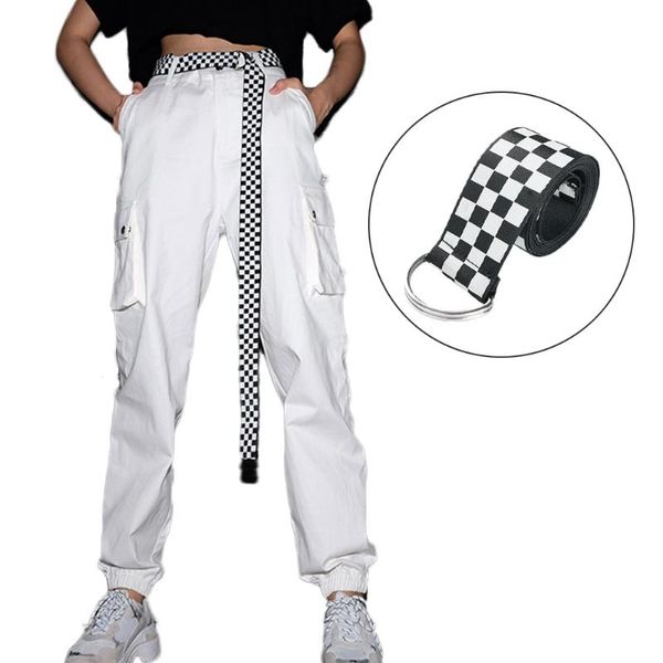 

ladies checkerboard belt casual ladies pants jeans canvas check belt black white checkered double d buckle long 357, Black;brown