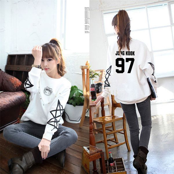 

bangtan boys kpop sweatshirt white moletom feminino harajuku k- jin suga autumn winter long sleeve clothes for women hoodie, Black