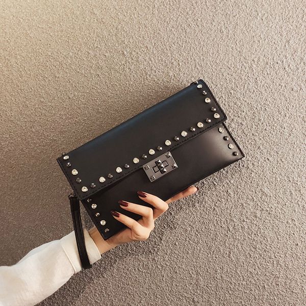 

new clutch bag women handbag korean fashion rivet envelope bag shoulder slant cross
