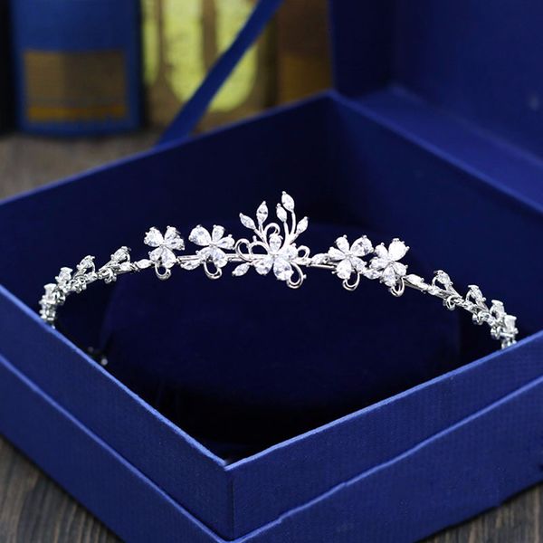 

new design wedding bridal tiara crown clear zircon crystal rhinestones women handmade brides diadem pageant party jewelry gift, Golden;white