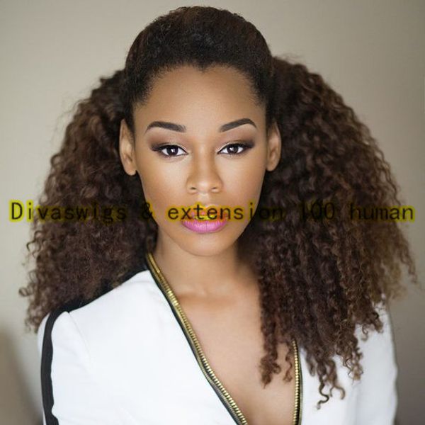 

long natural hair kinky drawstring pony tail clip in black brown multi colors brazilian hair ponytaili hair extension 160g big puff or bun
