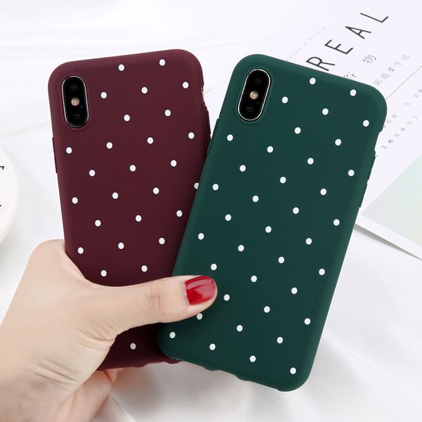 

polka dots phone case for iphone 11 7 6 6s plus fashion wave point fresh cover soft tpu cover for iphone x xs max xr