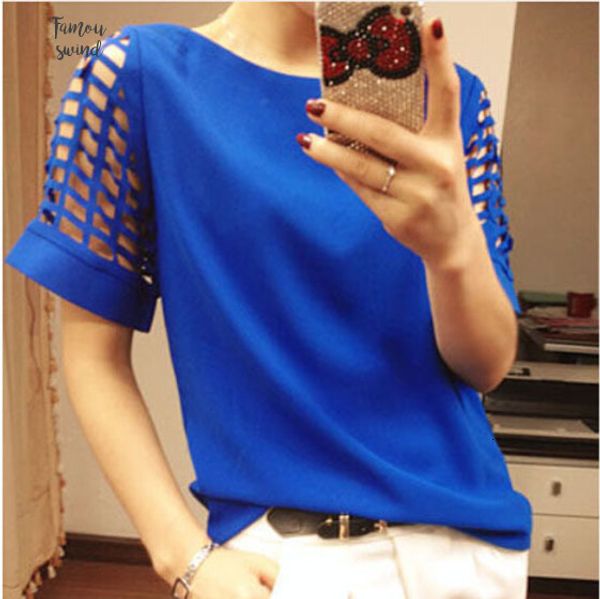 

chiffon women summer blouse hollow short sleeve shirt plus size casual ladies hollow out blusas feminina blouses s 5xl, White