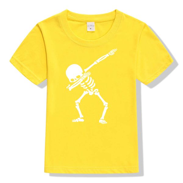 Дизайн футболки-2019 The new Dab dancing position skeleton skull print T-shirt for children футболка с коротким рукавом для мужчин и женщин