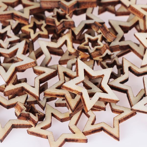 

50шт / пакет деревянного hollowed stars crafts украшение свадебного diy вуд ломтики главной украшение для искусства скрапбукинг приукрашиван